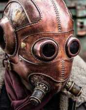 Masca Casca "SteamPunk" neagra din Piele, lucrata manual